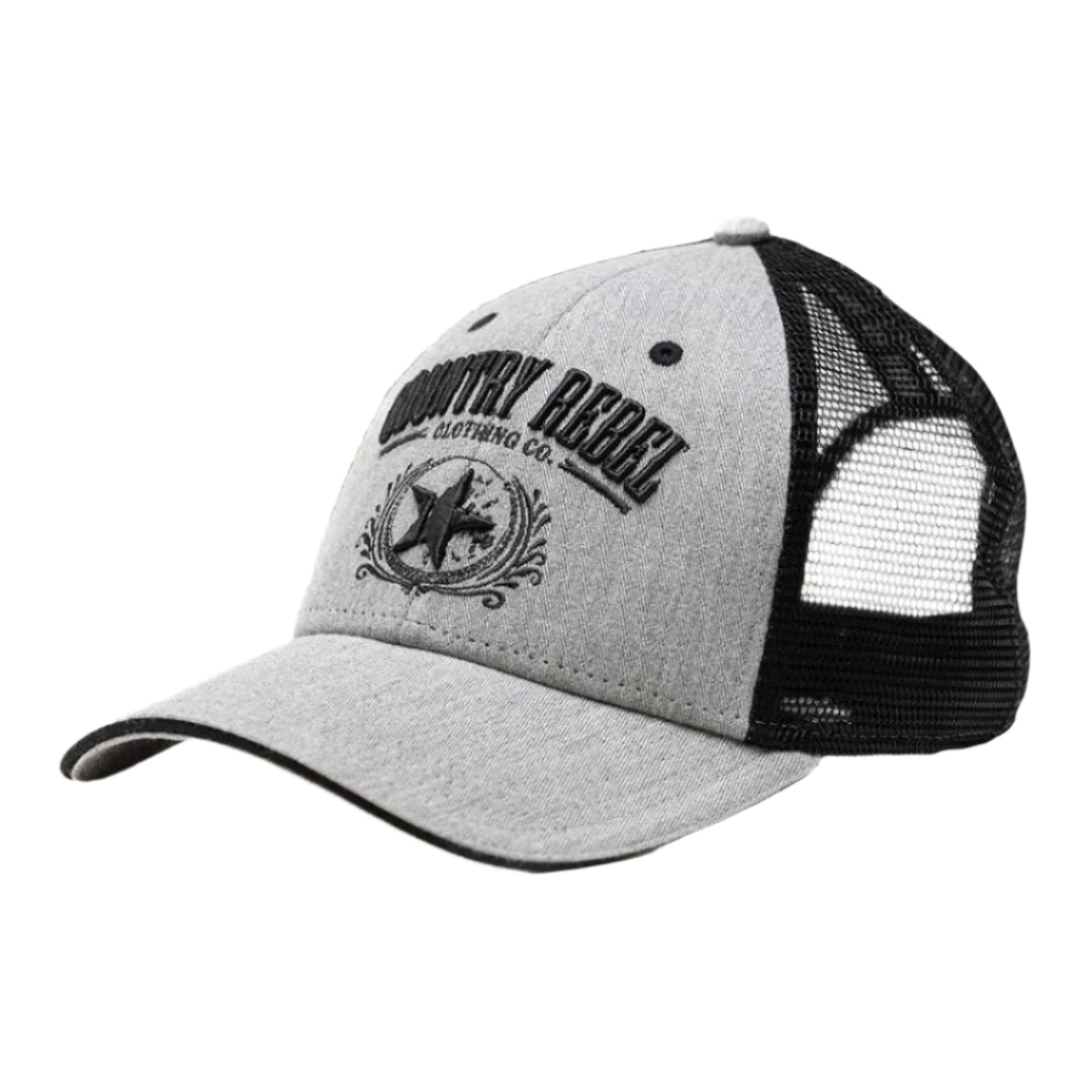 Country Rebel Snapback - Grey/Black with Black Logo