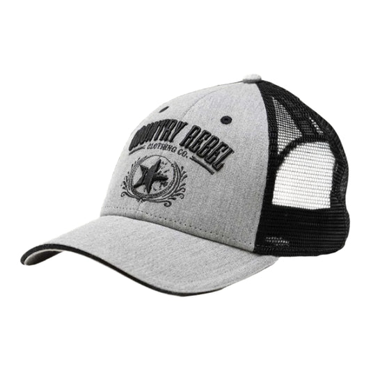 Country Rebel Snapback - Grey/Black with Black Logo