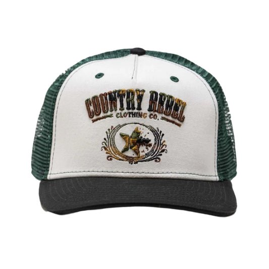 Country Rebel Snapback White/Green - Camo Logo