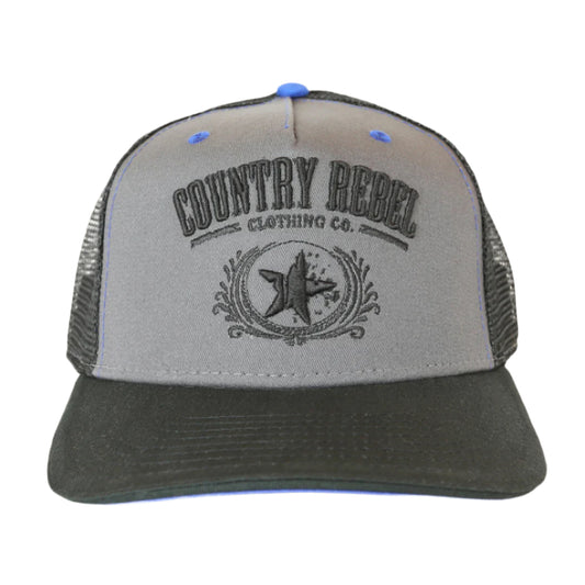 Country Rebel Snapback Grey/Black - Black Logo