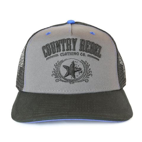 Country Rebel Snapback Grey/Black - Black Logo