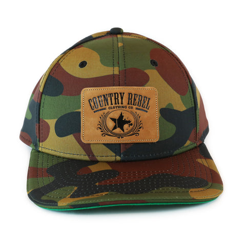 Country Rebel Snapback All Camo - Leather Patch