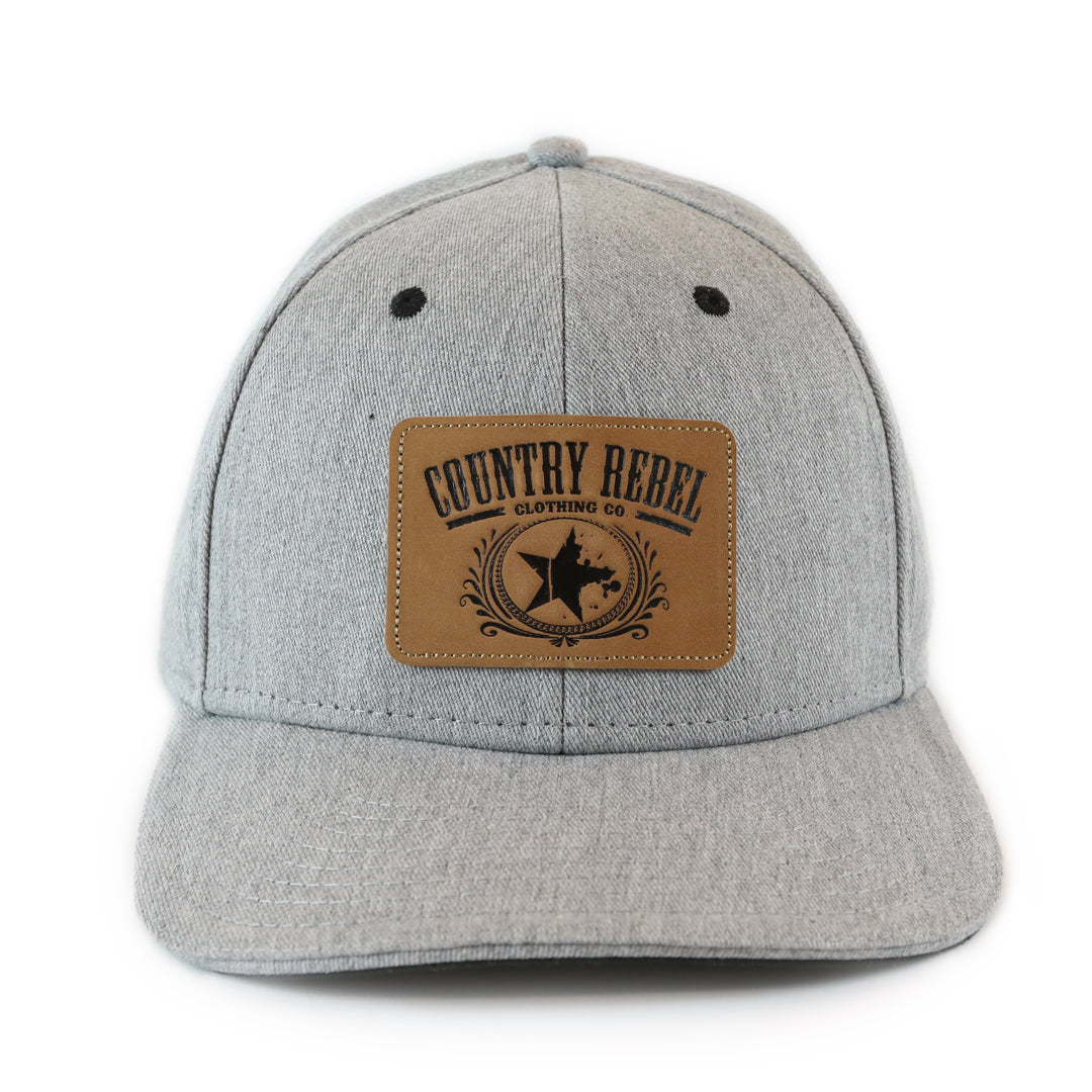 Country Rebel Snapback Heather Grey - Leather Patch | Country Rebel