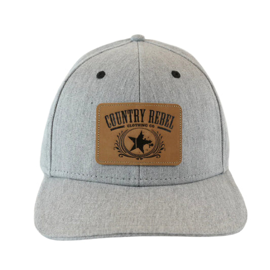 Country Rebel Snapback Heather Grey - Leather Patch