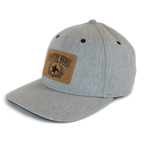 Country Rebel Snapback Heather Grey - Leather Patch