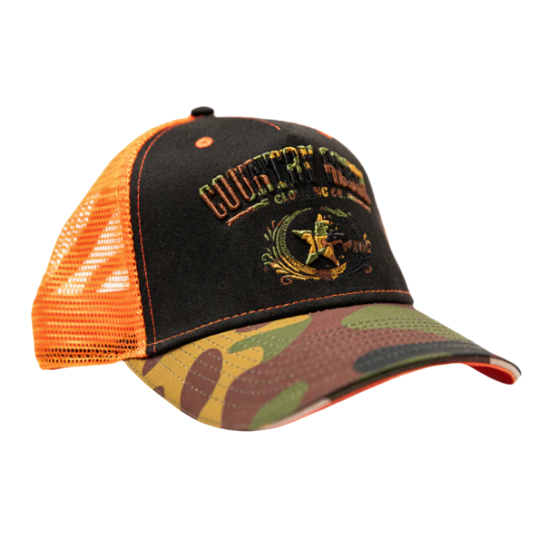 Country Rebel Hunters Edition Snapback - Black/Orange with Camo Logo