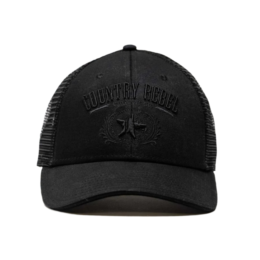 Country Rebel Snapback - Black/Black with Black Logo