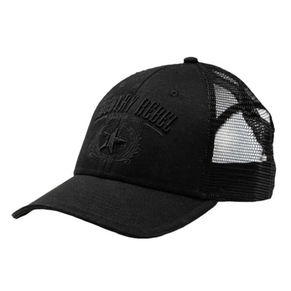 Country Rebel Snapback - Black/Black with Black Logo