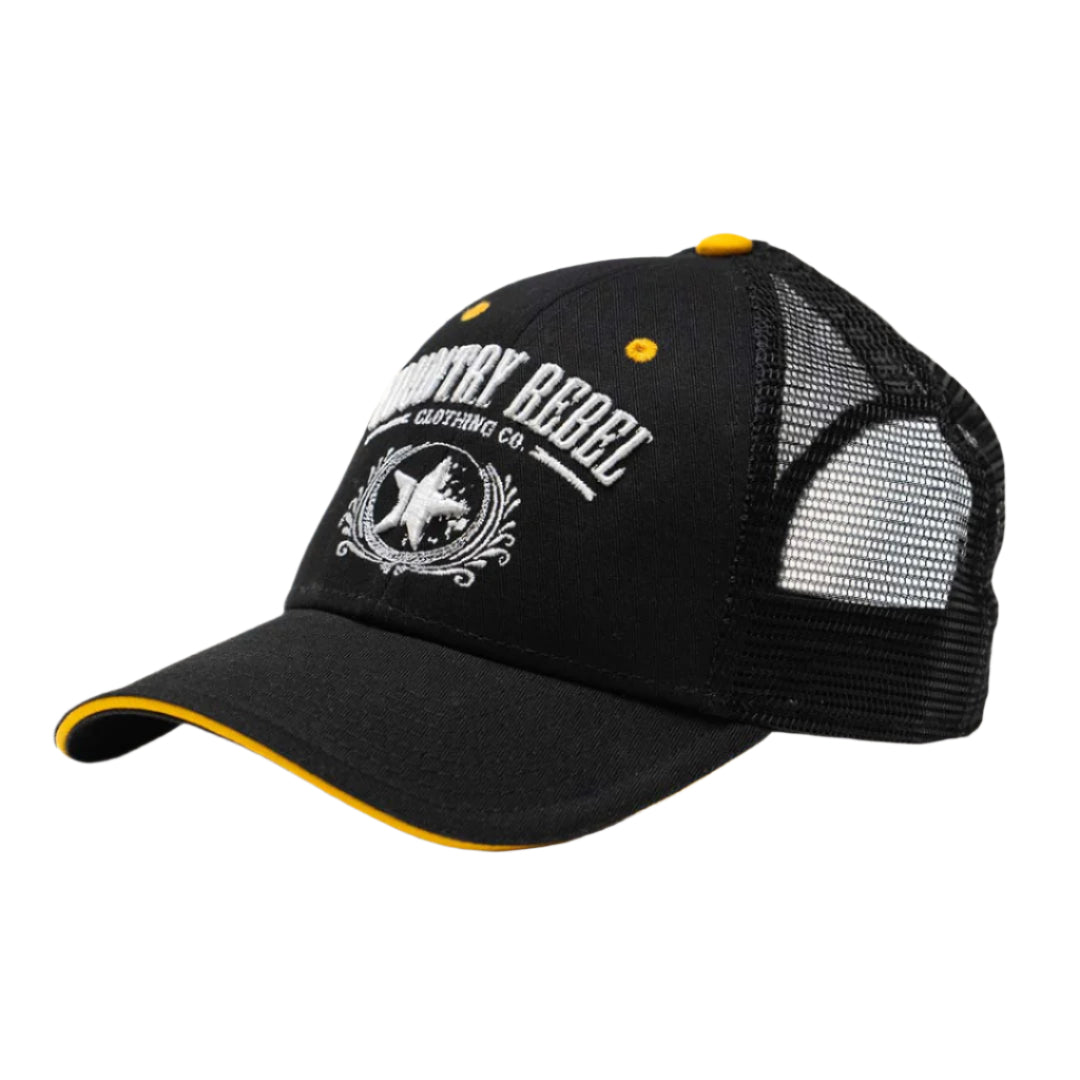 Country Rebel Snapback - Black/Gold with White Logo