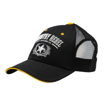 Country Rebel Snapback - Black/Gold with White Logo