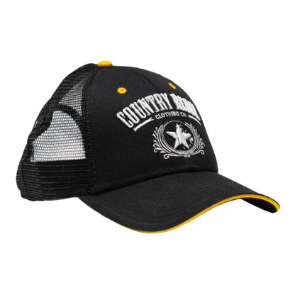 Country Rebel Snapback - Black/Gold with White Logo