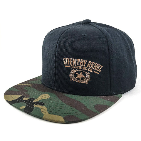 Country Rebel Embroidered Black/Camo-Snapback