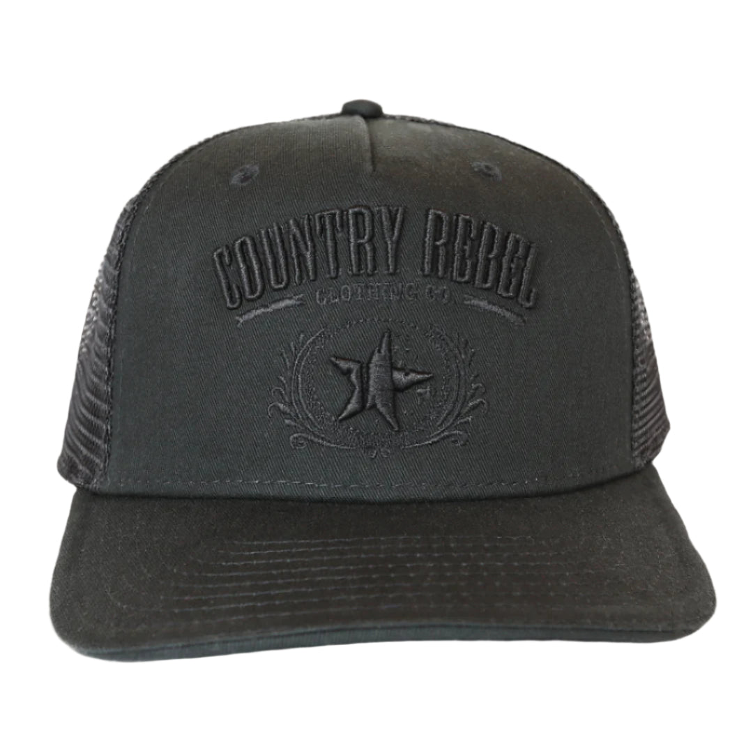Country Rebel Snapback Black/Black - Black Logo