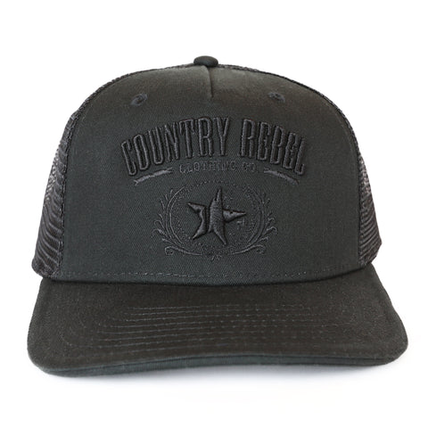 Country Rebel Snapback Black/Black - Black Logo