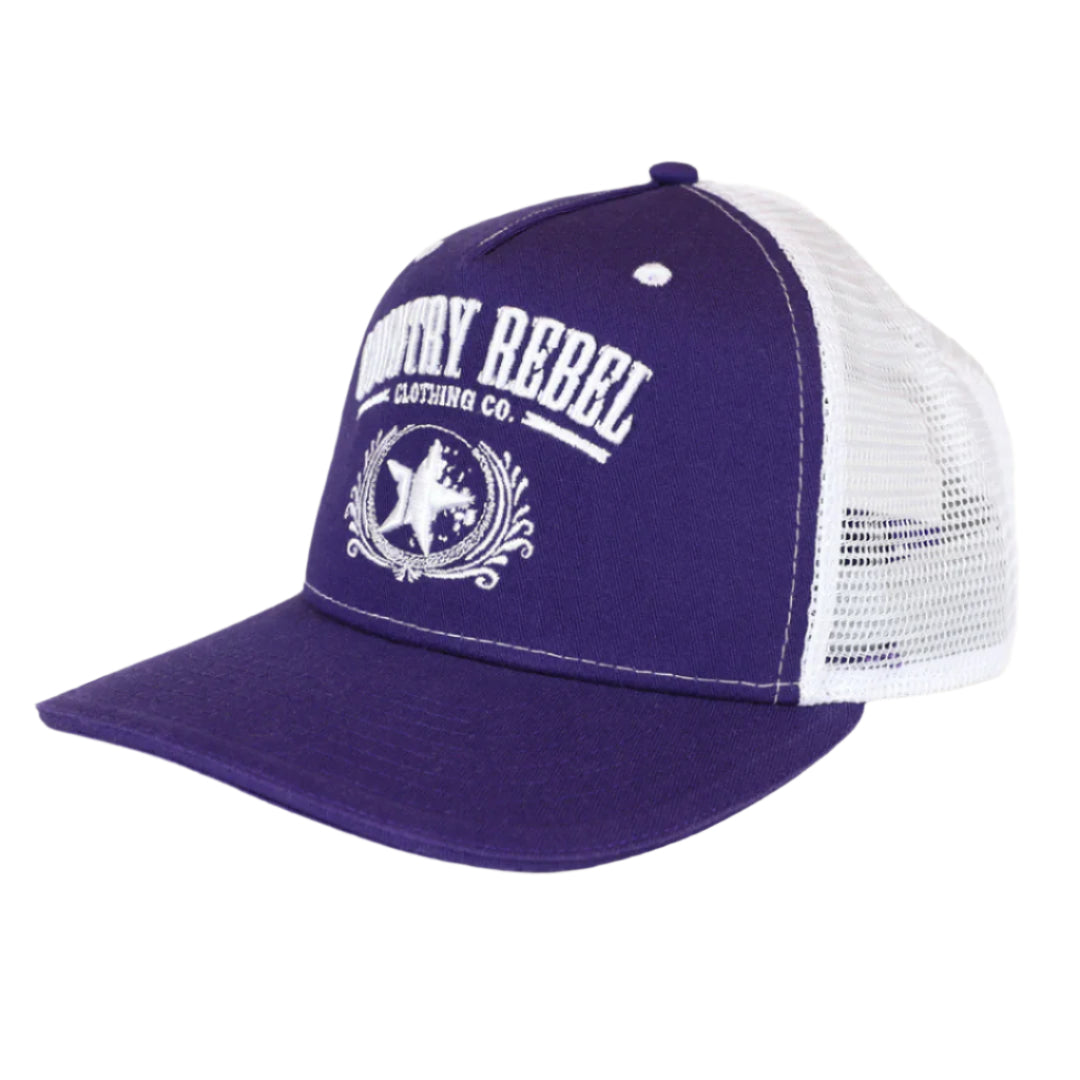 Country Rebel Snapback Purple/White - White Logo