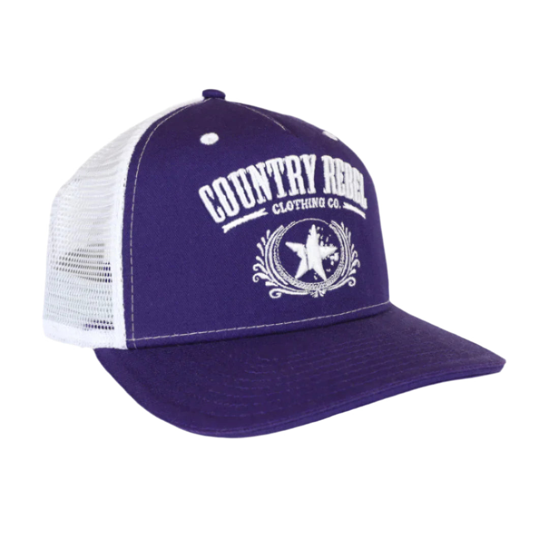 Country Rebel Snapback Purple/White - White Logo
