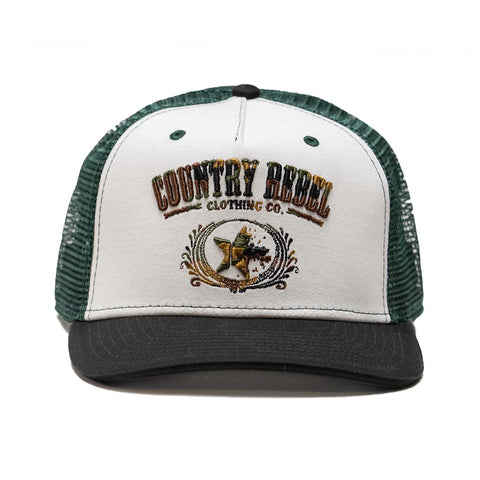 Country Rebel Snapback White/Green - Camo Logo