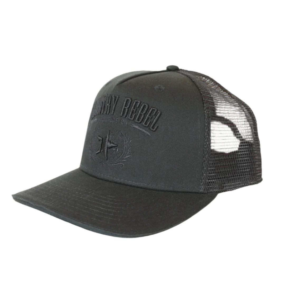 Country Rebel Snapback Black/Black - Black Logo
