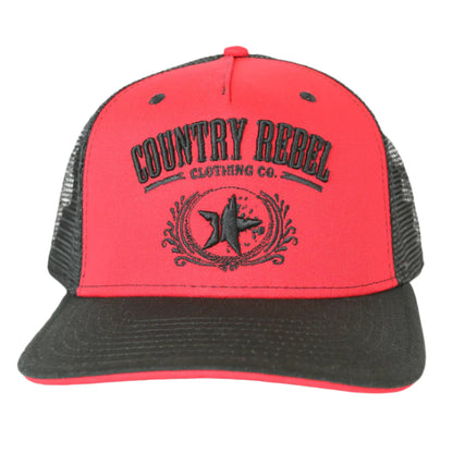 Country Rebel Snapback Red/Black - Black Logo