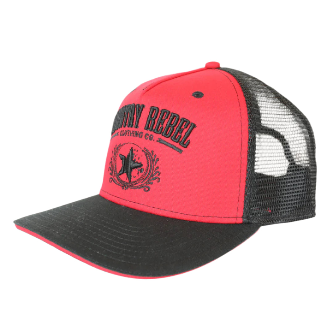 Country Rebel Snapback Red/Black - Black Logo