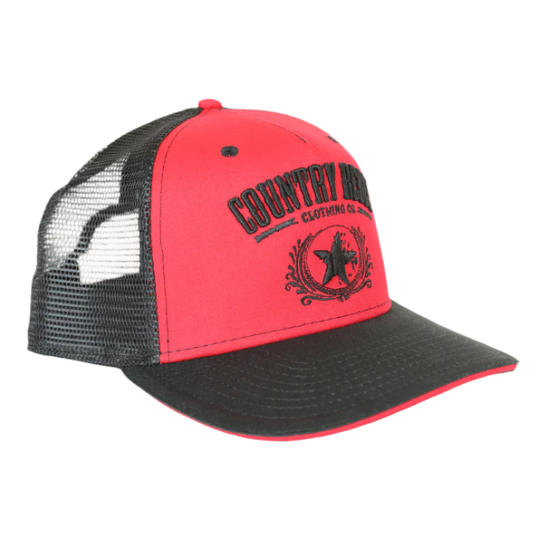 Country Rebel Snapback Red/Black - Black Logo