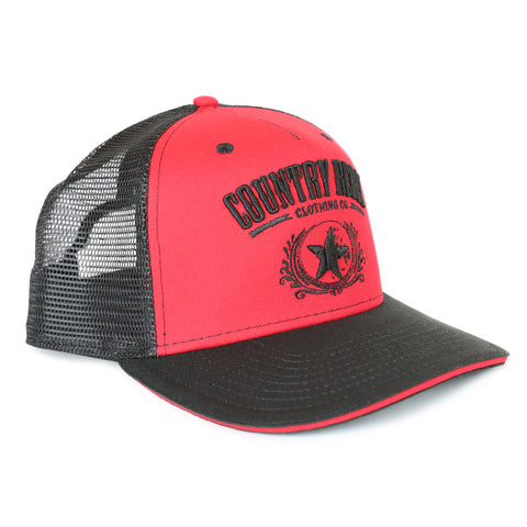 Country Rebel Snapback Red/Black - Black Logo