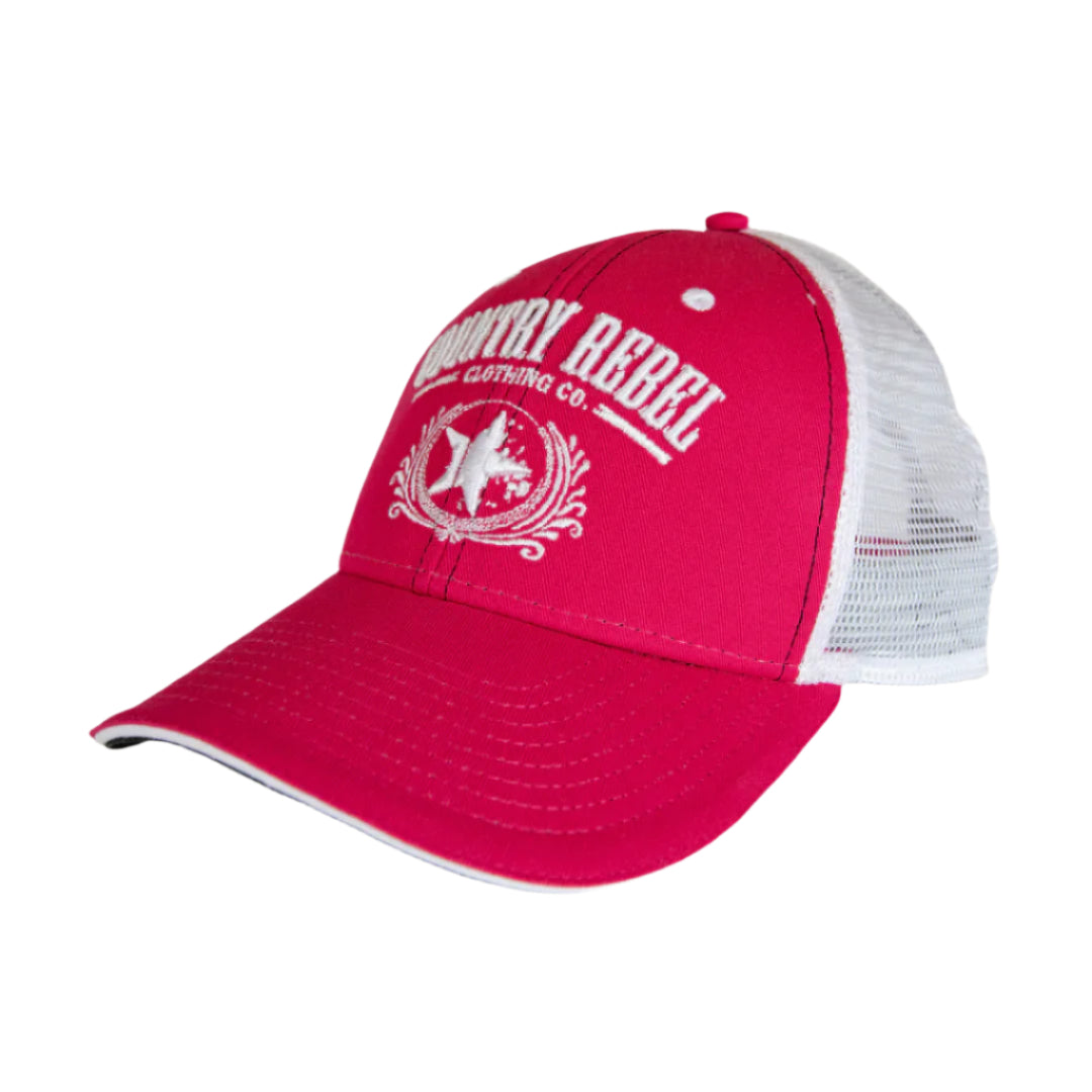 Country Rebel Snapback Pink/White - White Logo