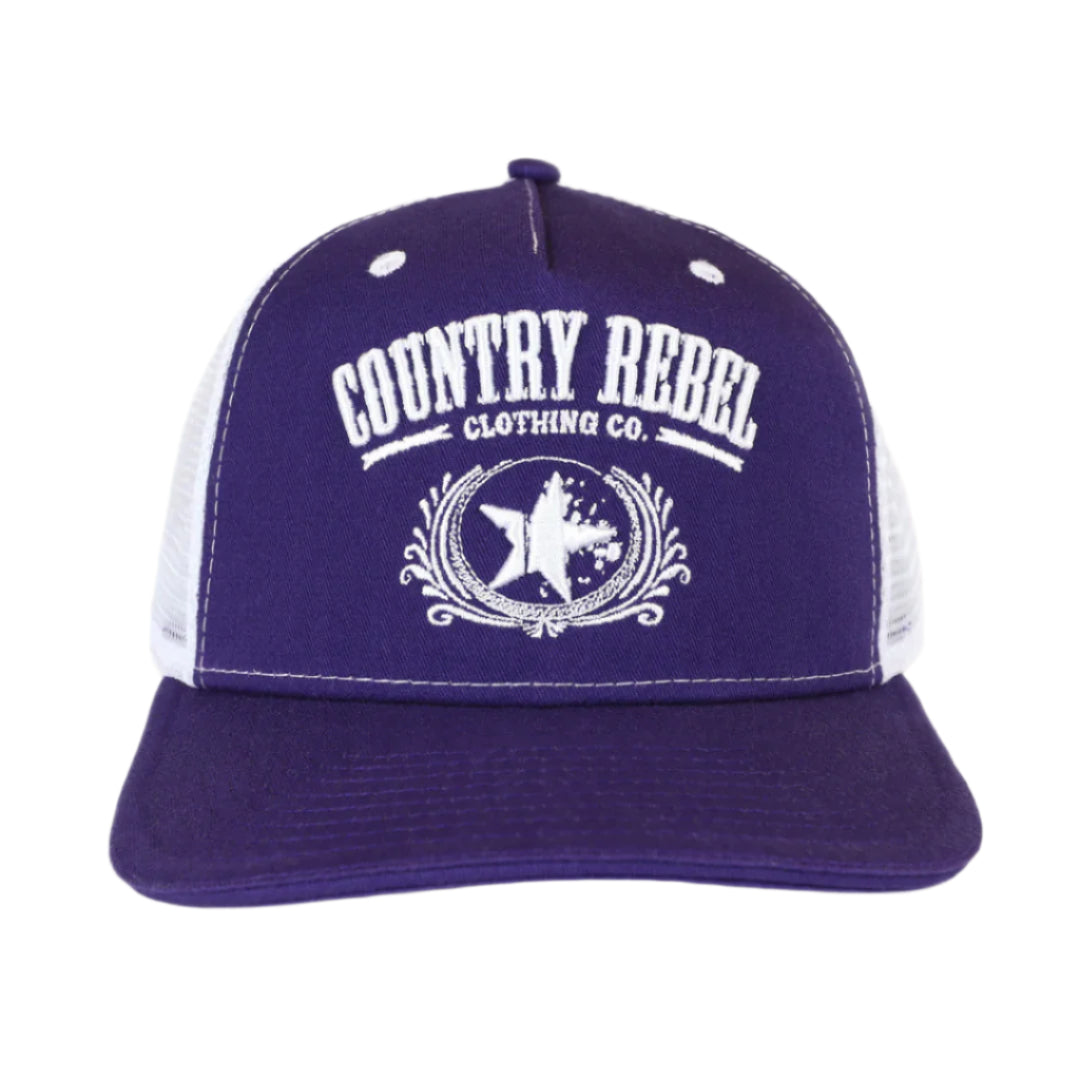 Country Rebel Snapback Purple/White - White Logo