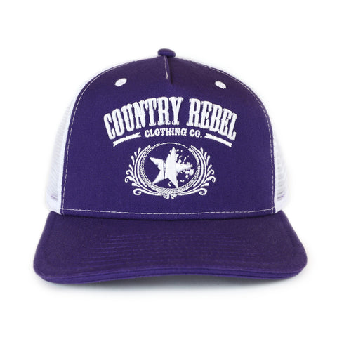 Country Rebel Snapback Purple/White - White Logo