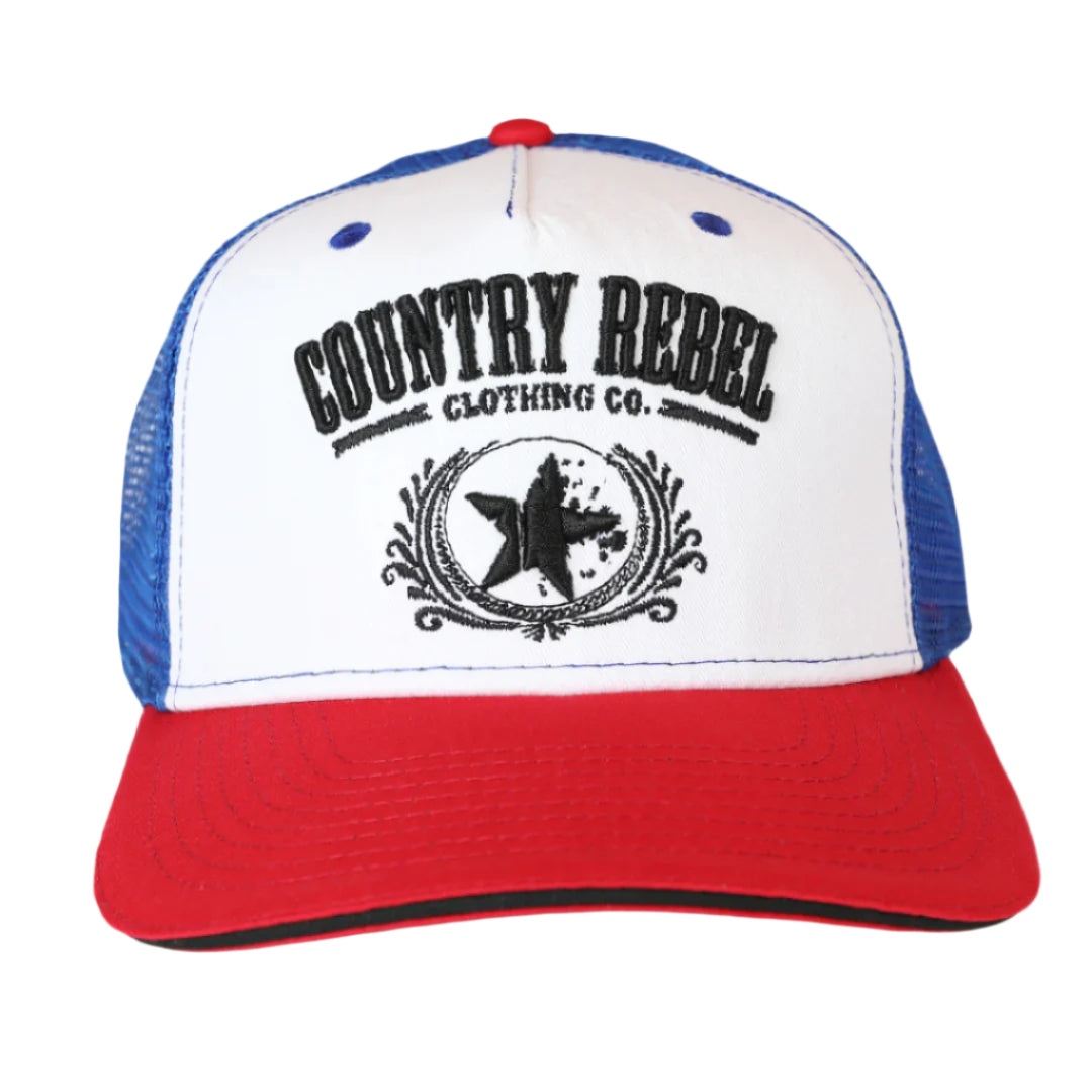 Country Rebel Snapback Red/White/Blue - Black Logo