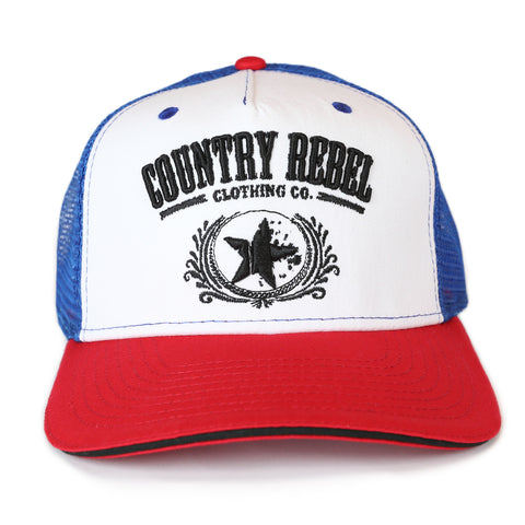 Country Rebel Snapback Red/White/Blue - Black Logo