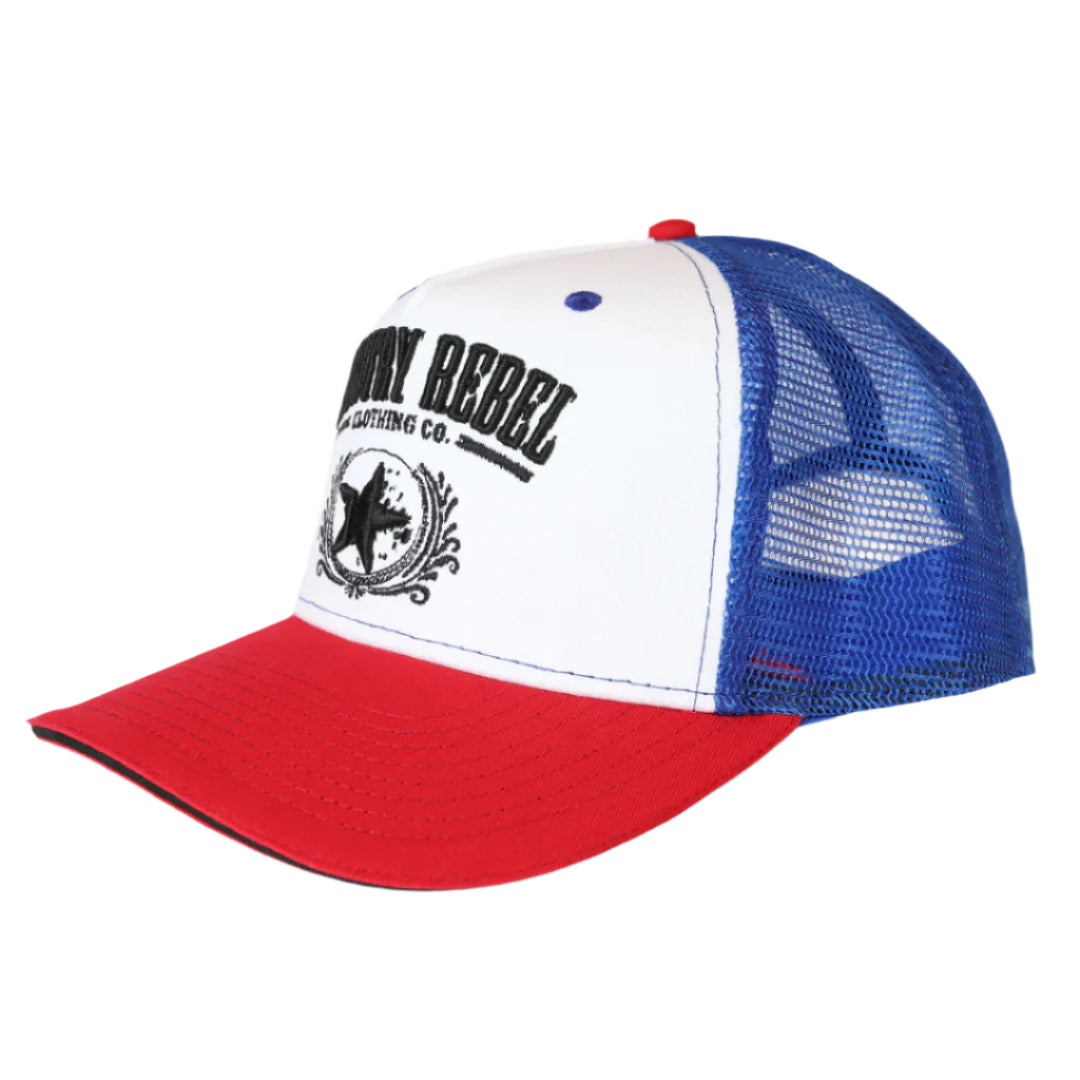 Country Rebel Snapback Red/White/Blue - Black Logo