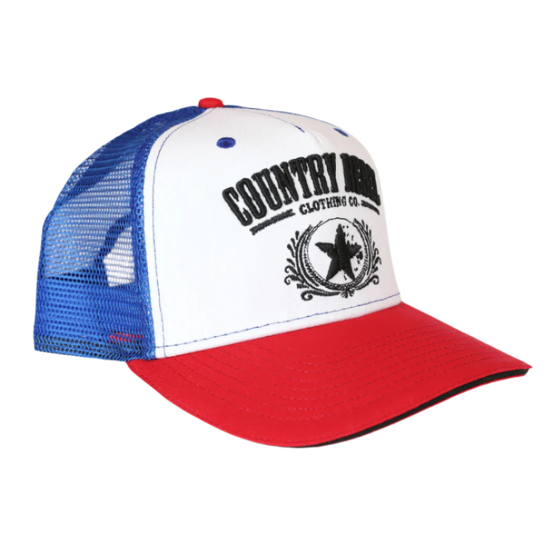Country Rebel Snapback Red/White/Blue - Black Logo