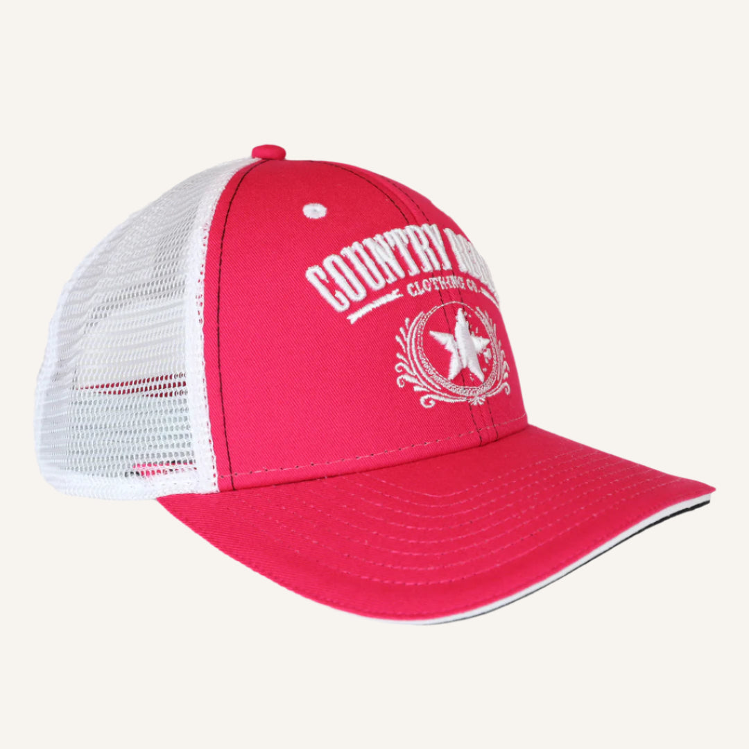 Country Rebel Snapback Pink/White - White Logo