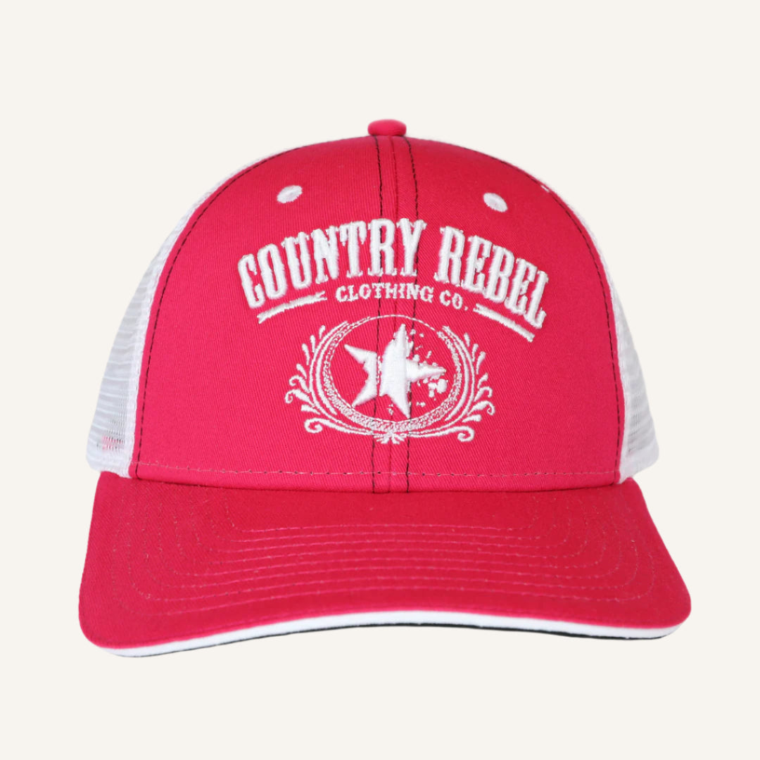 Country Rebel Snapback Pink/White - White Logo