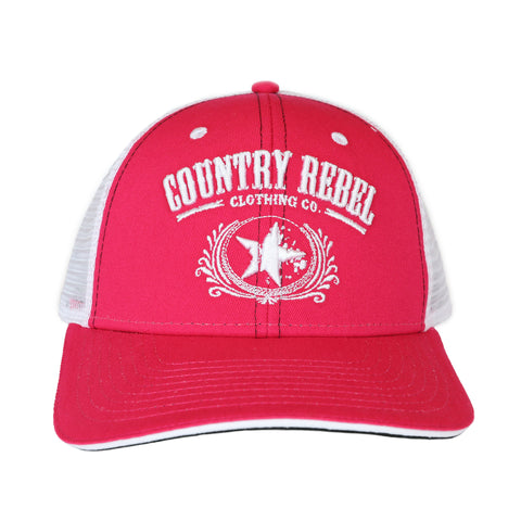 Country Rebel Snapback Pink/White - White Logo