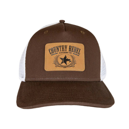 Country Rebel Snapback Brown/White - Leather Patch