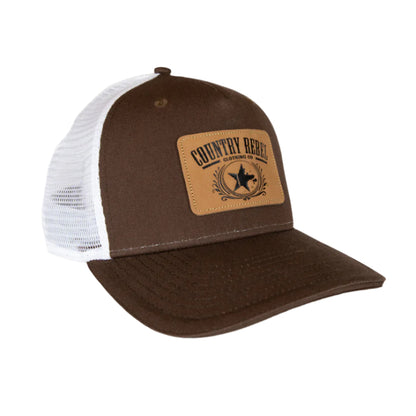 Country Rebel Snapback Brown/White - Leather Patch