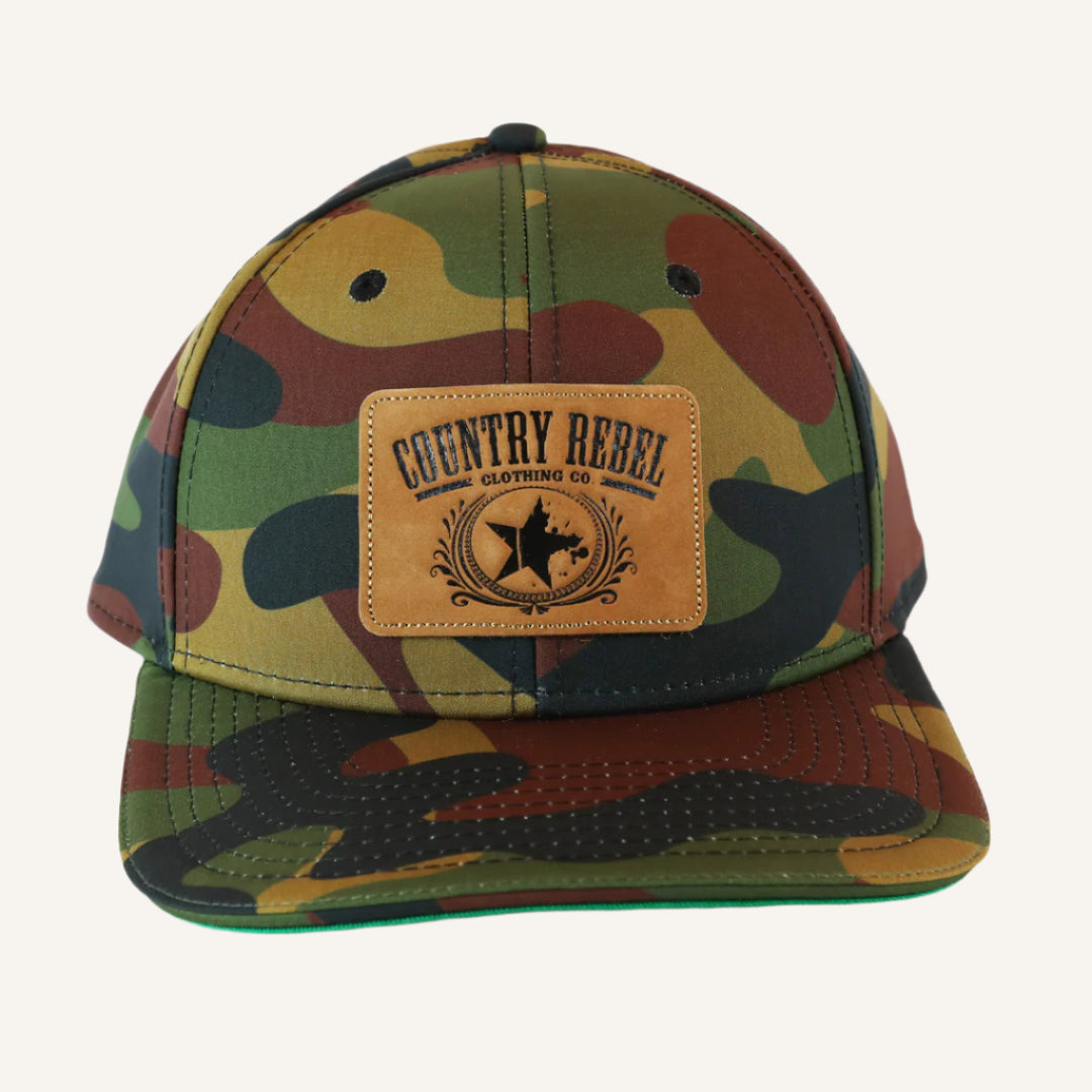 Country Rebel Snapback All Camo - Leather Patch