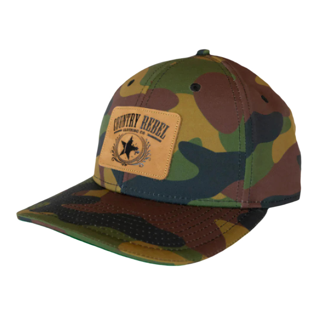 Country Rebel Snapback All Camo - Leather Patch