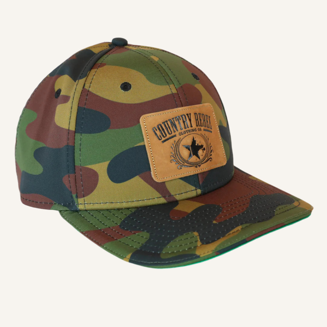 Country Rebel Snapback All Camo - Leather Patch