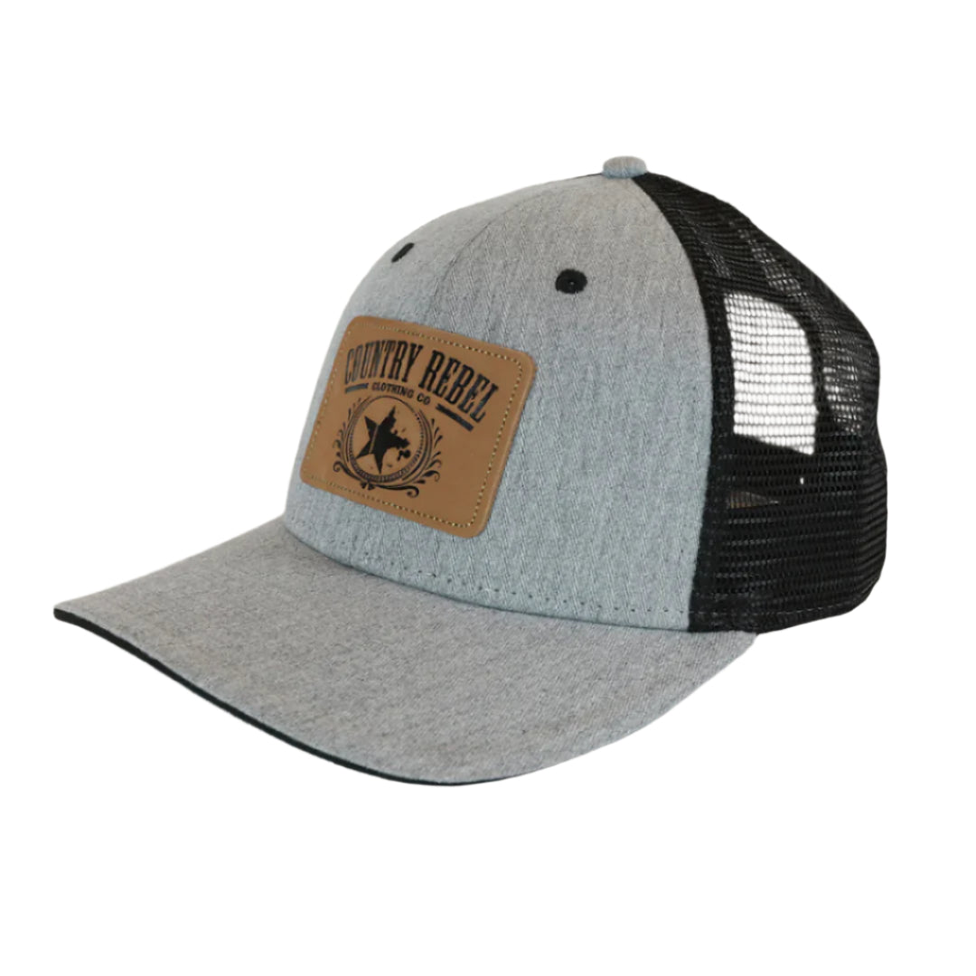 Country Rebel Snapback Grey/Black - Leather Patch