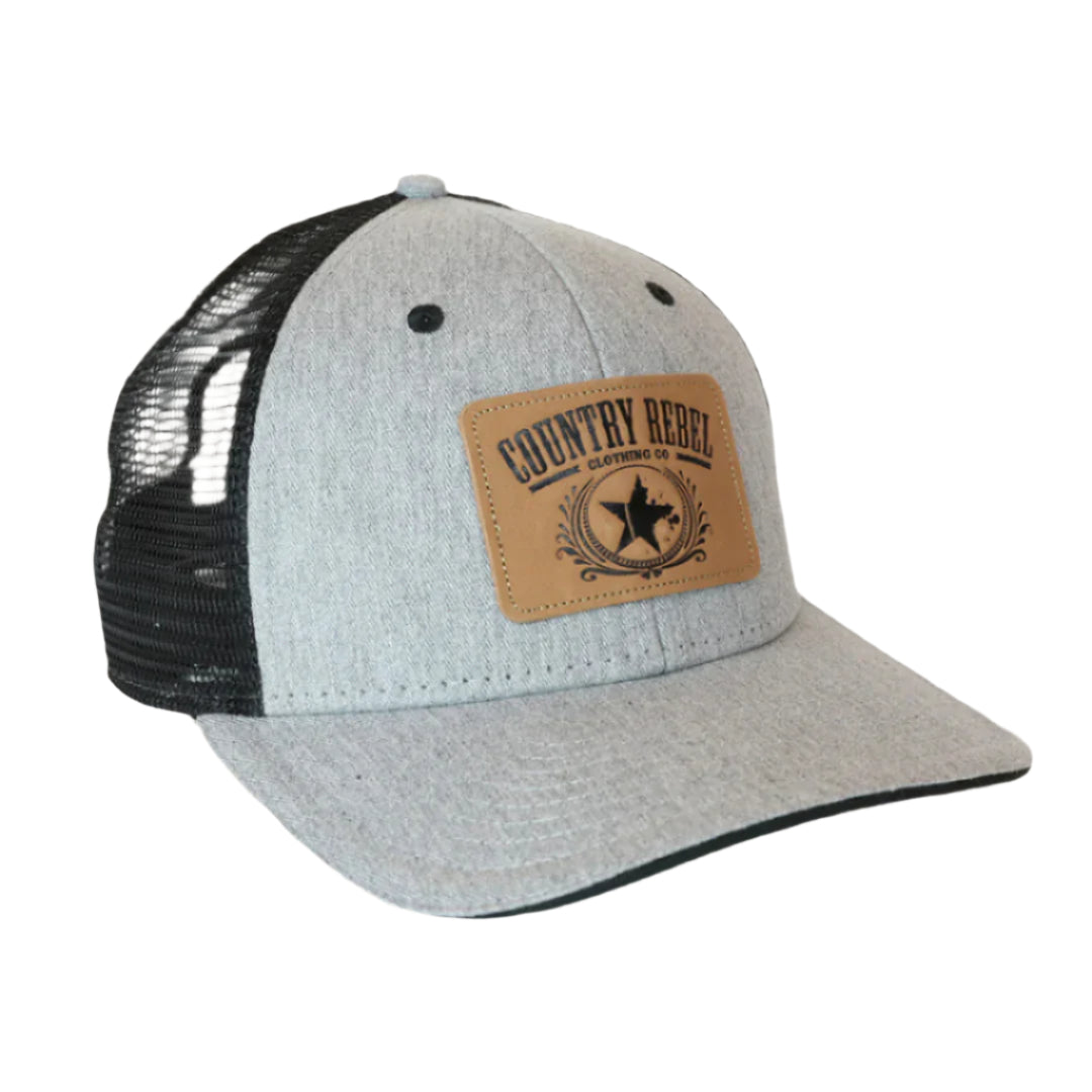 Country Rebel Snapback Grey/Black - Leather Patch