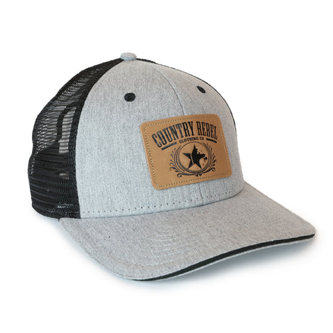 Country Rebel Snapback Grey/Black - Leather Patch