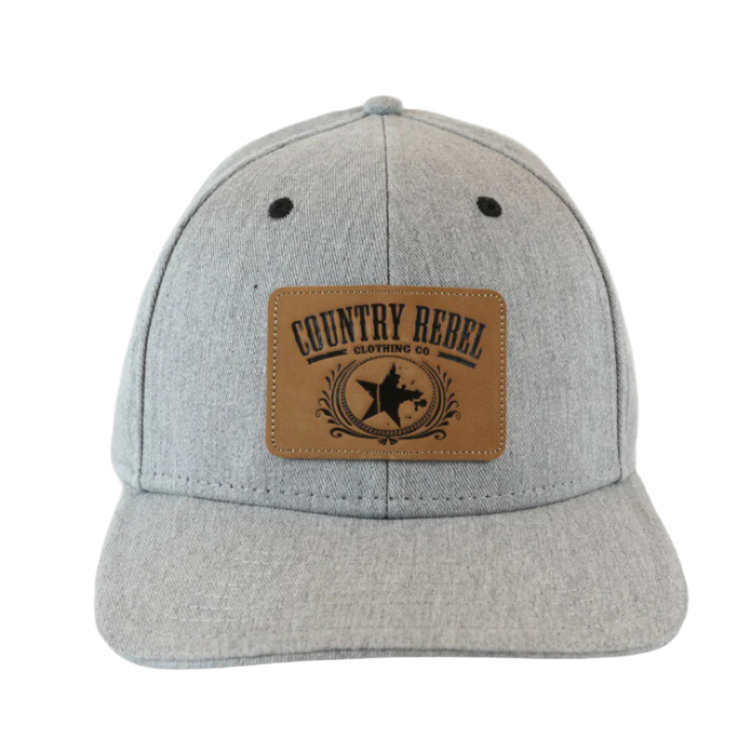 Country Rebel Snapback Heather Grey - Leather Patch