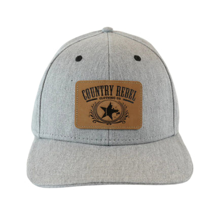 Country Rebel Snapback Heather Grey - Leather Patch