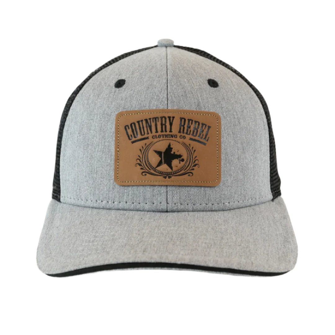 Country Rebel Snapback Grey/Black - Leather Patch