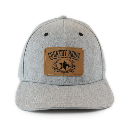 Country Rebel Snapback Heather Grey - Leather Patch