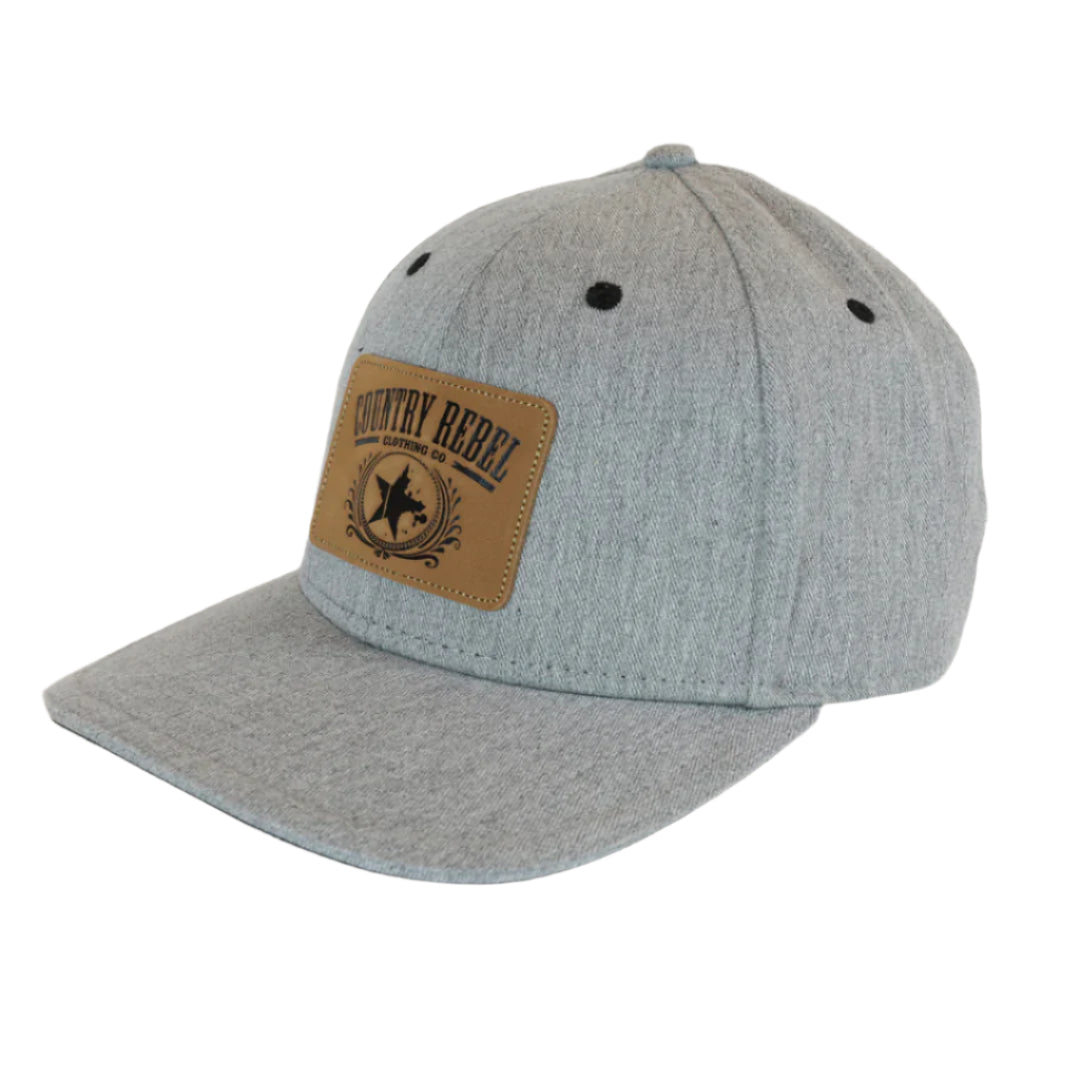 Country Rebel Snapback Heather Grey - Leather Patch