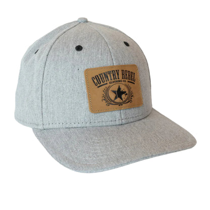 Country Rebel Snapback Heather Grey - Leather Patch